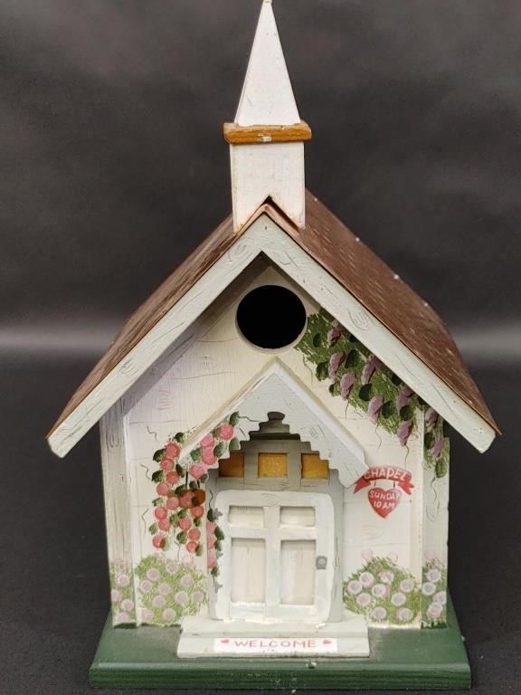 Copper Roofed Hand Painted Chapel Birdhouse