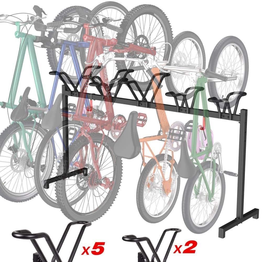 5 Bikes Floor Stand, Adjustable Bicycle Parking Ra