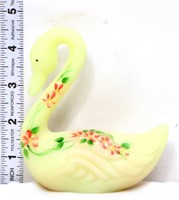 Fenton burmese swan figure w/ flowers