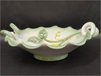 Glass Painted Lemon Bowl with Twisted Handles