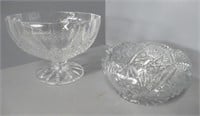 (2) Crystal bowls. Sawtooth measures 7" wide.