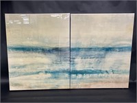 Canvas Abstract White & Blue Wall Art