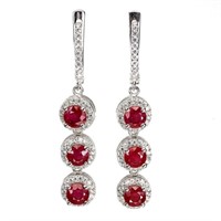 Natural Red Ruby Earrings