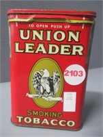 Union Leader tin. Measures: 4.25" Tall.