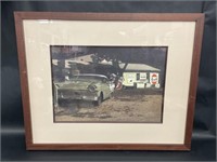 Vintage Car & Shop Framed Print