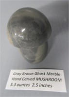 Gray Brown Ghost Marble Hand Carved Mushroom. 5.3