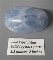 Blue Crystal Egg. Solid Crystal Quartz. 3.2 Oz.