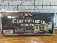 Currency sleeves two mil thick 100 lot
