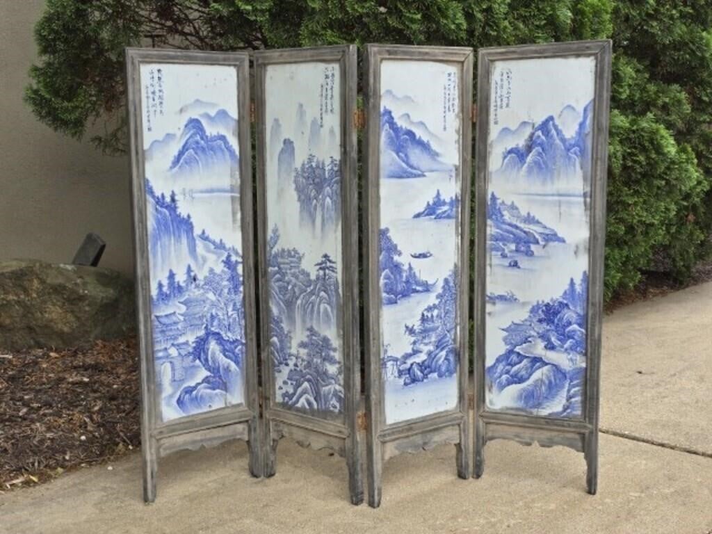 Antique Chinese Porcelain Tile Panel / Curtain