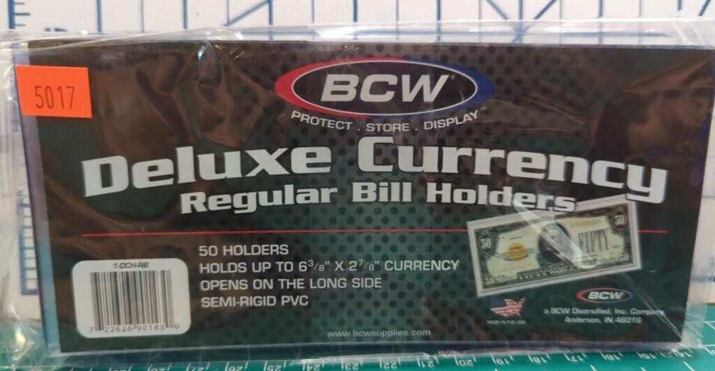 50x BCW deluxe currency regular bill holders