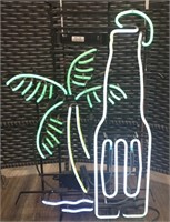 Vintage Neon Beer Bottle Palm Tree Sign 34 “