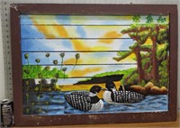 handpainted wooden duck picture 31"
