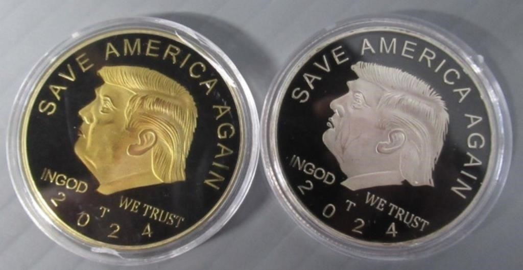 (2) Trump coins.