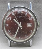 Timex Red Face with Date Vintage Watch. Original.
