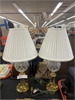 (2) Brass and Glass Table Lights