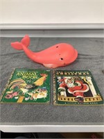 2 Little Golden Books & Whale (Small hole in side)