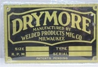 Drymore Brass Plate. Original. Vintage.