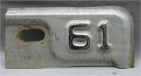 1961 License Plate Tab. Original. Vintage.