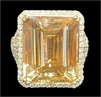 14KT ROSE GOLD MORGANITE BERYL & DIAMOND RING