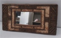 Vintage handmade birch bark mirror, 22" x 11".