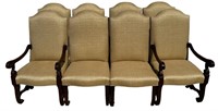 High Back Gold Fabric Dining Chair Set of 8