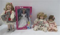 Porcelain dolls including 14" Disney Cinderella
