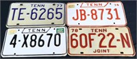 Lot of 4 vintage Tennessee license plates