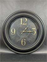 Braided Edge Black and Brass Colored Wall Clock