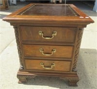 3-Drawer with leather top night stand, 22"H x 20"W