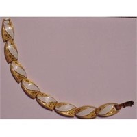 Vtg KRAMER Gold-Tone & Enamel Cuff Bracelet