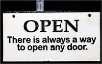 Cast iron double sided Open/Closed sign