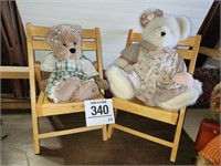 1 Boyd & 1 Gund bear - lgst 14" - w/ chairs
