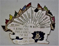 Vtg Lioness District 20-KI Pin First in NY