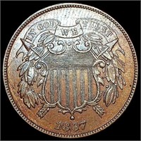 1867 Two Cent Piece CHOICE AU