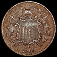 1864 Sm Motto Two Cent Piece CLOSELY UNCIRCULATED