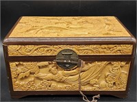 Vintage Carved Wooden Dresser Box, Made in China