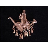 Vtg Pin Brooch JAMMIN with Music Charms 3"