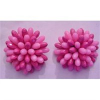 Vtg Pink Plastic Beads Shoe Clips