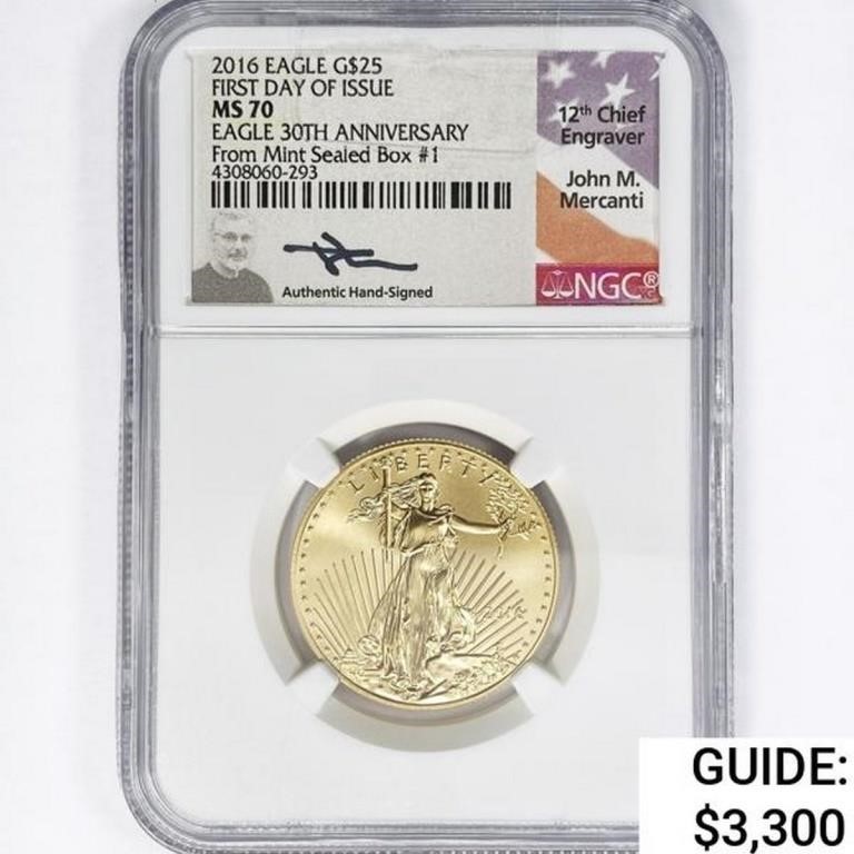 2016 US 1/2oz Gold $25 Eagle NGC MS70 1st Issue