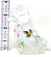 Fenton clear opalescent duck w/ flowers