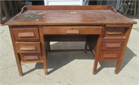 Antique wood school desk.