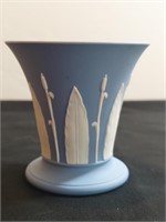 Genuine Wedgewood Blue White Cameo Glass Vase. A