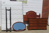 Queen size bed with headboard and 8-Drawer