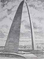 Pencil Sketch of Saint Louis Arch by R. Misslehorn