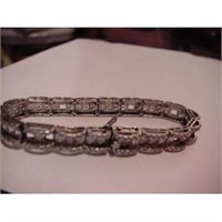 Vtg Rhinestone Sterling Silver Bracelet