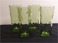 4pc Hazel Atlas Eldorado Green Iced Tea Glasses