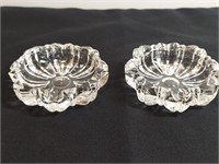 2pc Flower Blossom Clear Glass Ashtrays