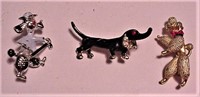 3 Dog Pins Articulating Poodle Dachhound