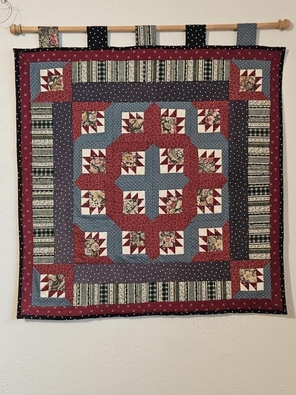 Quilted Wall Art w/ Loops & Hanging Rod