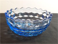Ultramarine Glass Bowl Cubes Pattern Fostoria